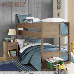 Simple modern American garden solid wood double bed, double bed and lower berth custom made Shanghai solid wood furniture for children 1000mm*2000mm Wiping varnish process Only high and low beds