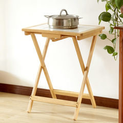 Bamboo folding table, simple household small table, small square table portable table, folding table Log color