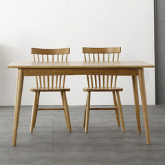 北欧实木餐桌椅组合 小户型木头吃饭桌家用长方形桌子 白橡木餐桌 1.2M胡桃色