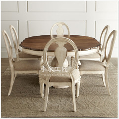 American country solid wood table and chair combination antique white do old retro round table furniture custom retractable table 3 chairs