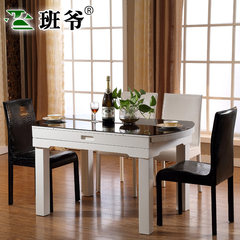 Class tempered glass table, marble table and chair combination, modern concise table, baking solid wood meal A table with six chairs