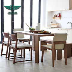 Nordic table solid wood table, rectangular style small family table, simple modern wood table and chair combination Combination of tables and chairs