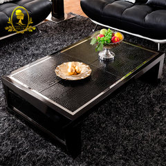 Post modern coffee table, black piano baking finish, leather design, coffee table, TV cabinet, Hong Kong style modern furniture Ready D002