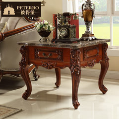 European style corner, several living rooms, solid wood tea table, a few sides of several combinations of solid wood carving, natural marble with smoke 0.7 meters angle (natural marble surface)