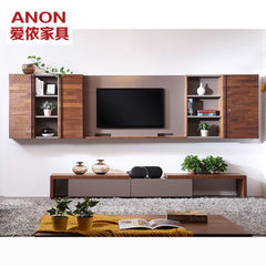 The walnut wood TV cabinet cabinet modern minimalist furniture for the living room TV cabinet background wall cabinet combination Assemble Tension lap (2)