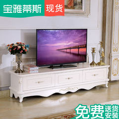 European TV cabinet, coffee table combination, modern simple living room, small apartment, simple bedroom, simple pearl white Assemble 2 meter TV cabinet * Pearl White (with flashing silver powder)