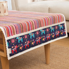 Small fresh cotton table cloth rectangular creative table cloth tablecloth TV cabinet cloth multicolor can be customized Plain Khaki wood 70*150cm