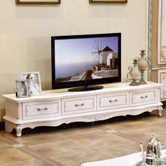 European style simple TV cabinet combination, French garden small apartment, living room storage cabinet #801 Ready [ivory white wood] 220*45*45cm