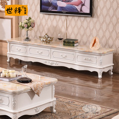 European style marble solid wood coffee table, TV cabinet, carved cabinet, coffee table combination, modern simple white tea table Ready 3D deep carved solid wood: 2.4 meter TV cabinet