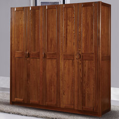 Solid wood wardrobe closet sliding door four elm wood door five door wardrobe closet combination furniture Solid wood wardrobe 4 door Assemble