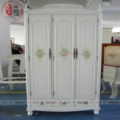 Simple style 118 European antique painting, three wardrobe, American country hand-painted, Mediterranean furniture, retro wardrobe Custom made into chromatography 3 door Assemble