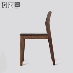 树府家具实木黑胡桃餐椅简约北欧日式橡木靠背椅原创设计书桌椅凳 黑胡桃木（现货）