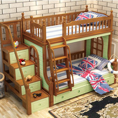 All solid wood bunk bed bed bed bed layer two children mother bed multifunctional combined bed bunk bed and bed 1200mm*1900mm High-low bed + ladder cabinet More combinations