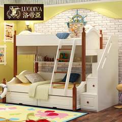 The Mediterranean sea bed cluster level two layer 1.5 meters children bedroom bed solid wood bed with Tuochuang group 1350mm*1900mm D209 bed + slide + bookshelf More combinations