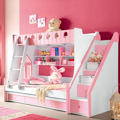 Child bed, bunk bed, bunk bed, boys and girls bed on the upper and lower beds 1500mm*2000mm Tuochuang bed + + wardrobe ladder cabinet + mattress (installation) More combinations