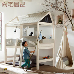 Creative American wood elevated bed bed bed bed wooden stilts tree house children bed double bed custom 1000mm*2000mm Wiping varnish Only high and low beds