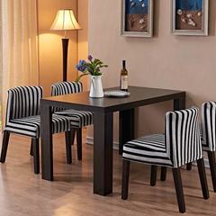 Living room Nordic table and chair combination of 6 people minimalist modern rectangular table 4 Japanese small apartment furniture 1 meters, 2 tables, four chairs (black)