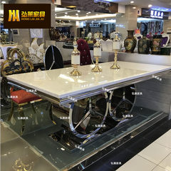 New style stainless steel dining table, large apartment, marble table, model house, villa, high end, new classical, modern table 2000*900 primary colors