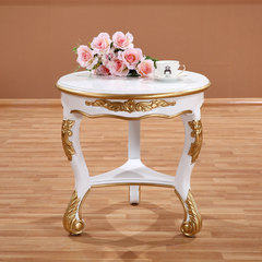 European style solid wood small tea table, European style corner, several sides, several circles, several telephones, several new classical angles, some furniture White silver 70*70