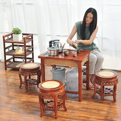 Antique wood tea tables and chairs combination of modern Chinese kung fu tea table tea table table rattan tea tea small square table Ready +4 tea tea table stool