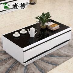 Class furniture coffee table, living room simple fashion tempered glass paint mirror tea table Ready Black and white tea table