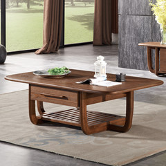Nordic wood tea table simple modern large-sized apartment living room tea ash storage creative Japanese tea table