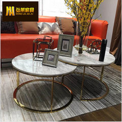 Post modern minimalist stainless steel, golden round coffee table, model room, living room combination sofa, small tea table originality Ready 800*380 gold in diameter