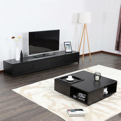 Nordic simple TV cabinet, modern minimalist small apartment, low function TV cabinet, coffee table composite wall custom factory Ready Black oak combination (270*45*36/58)