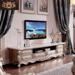 European TV cabinet table combination marble carved wood gilt silver paint the living room cabinet aristocratic champagne Ready 240*50 natural marble