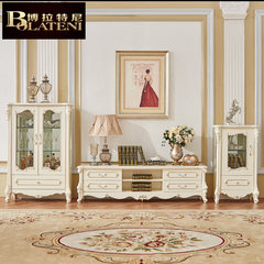 Bolat Ni European style solid wood TV cabinet, French Carved wine cabinet, TV cabinet + wine cabinet combination Assemble Pearl white two door wine cabinet