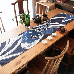 Cotton cloth cloth blue runner leprosy Japanese carp TV cabinet entrance dust cloth cloth tea table mat Jiangsu, Zhejiang, Beijing, Tianjin and Shandong 100*55*30 40*170cm