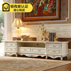 European style solid wood TV cabinet, combination living room, coffee table, cabinet, 2.2 meters, new classical paint, modern simple home Ready 2.2 meters 6 pumping