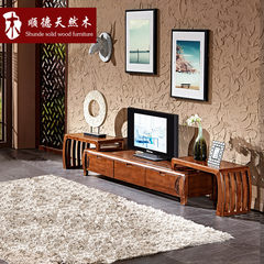 Solid wood Manchurian ash TV cabinet, modern simple Chinese style living room furniture, Manchurian ash solid wood telescopic cabinet special package mail Assemble Fitted protection pad