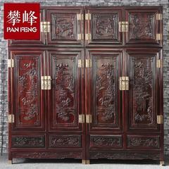 South American landscape mahogany top cabinet Suanzhimu four door wardrobe closet Chinese style solid wood bedroom furniture Landscape top cabinet 4 door Assemble