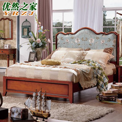 All solid wood American style rural soft bed double bed, European style simple bedroom, solid wood bed, adult double bed, marriage bed 1500mm*2000mm A full solid wood bed [frame structure] Frame structure