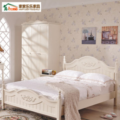 Korean double bed pastoral princess bed 1.8 master bedroom 1.5 meters white bed European style solid wood bed storage furniture 1500mm*2000mm white Frame structure