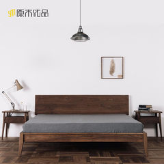 Nordic black walnut all solid wood bed, 1.8 meters double white oak 1.5m simple bedroom furniture 1500mm*2000mm Oak walnut Frame structure