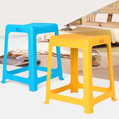 Stool plastic stool thicken Camellia adult household fashion Fangdeng slip high stool bench Six high stool Orange yellow