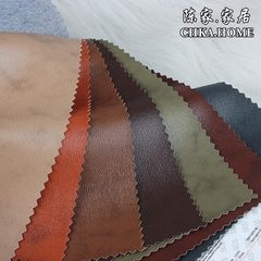 The high-grade PU leather sofa leather fabric retro color moire leather wear background wall hard stool bag material 02 orange