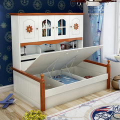 Mediterranean children double bed boy, high and low bed wardrobe bed, multifunctional combination bed, mother and child bed up and down in one 1200mm*1900mm Wardrobe bed [white] More combinations