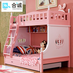 Princess princess, children's bed, girl's bed, solid wood storage, high and low bed, pink double bed, mother and child bed 1200mm*1900mm High-low bed + ladder cabinet More combinations