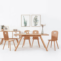&pi series Nordic log table, white oak, Japanese table and chair combination, solid wood original design, dining table home A table with six chairs