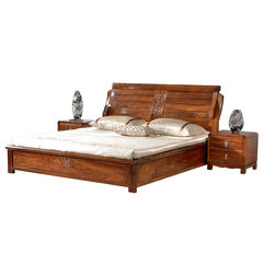 New Chinese mahogany double bed modern simple 1.8 meters solid wood logs, hedgehogs, rosewood, bedroom, marriage bed 1800mm*2000mm The whole set of booking (send the rest of the bill) Frame structure