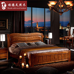Fraxinus mandshurica solid wood bed 1.8 meters bedroom, modern simple Chinese furniture, luxury solid wood storage, high box bed mail 1800mm*2000mm Walnut Support structure