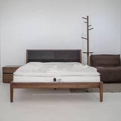 HR family furniture Ming wooden wood bed American black walnut 1.8 meters double bed Hongkong modern wind 1500mm*2000mm Dressing table Frame structure