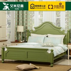 Amy Mourinho American country wood double Zhuwo garden style wedding bed bed 1.51.8 BL036 1500mm*2000mm Apple green (solid wood frame) Frame structure