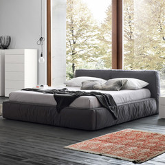 布艺床小户型  布床可拆洗 北欧简约布床 实木床 1.5米1.8m双人床 1500mm*1900mm 裸床（深灰色） 组装式架子床
