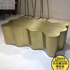 Modern simple profiled all stainless steel wire drawing, champagne golden tea table, hotel lobby, sales desk, custom made coffee table Ready Stainless steel solid color