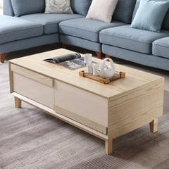 Nordic living room coffee table with drawers, simple solid wood, modern small unit, coffee table, TV cabinet, combination rectangle