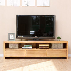 全实木电视柜1.8米2米简约现代北欧客厅白橡木电视组合柜边柜 整装 高边柜原木色